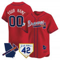 Custom Atlanta Braves 2024 Robinson & Georgia Patch Vapor Premier Limited Jersey ¨C Red BFRAILEY