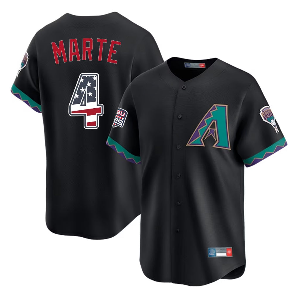 Arizona Diamondbacks #4 Ketel Marte Player Black BFRAILEY USA 250 Fourth of July Home Game Stitched Jerseys