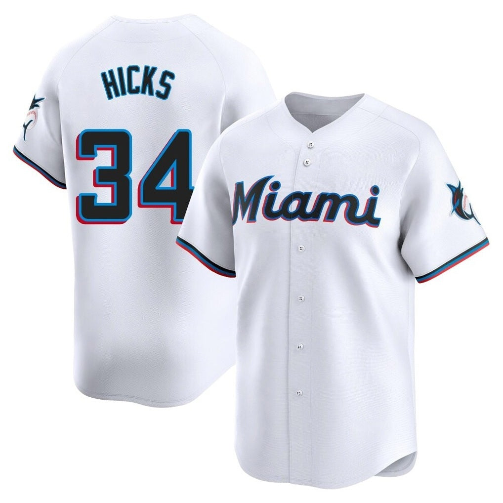 Miami Marlins #34 Liam Hicks Player White BFRAILEY Home Limited Stitched Jerseys
