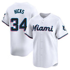 Miami Marlins #34 Liam Hicks Player White BFRAILEY Home Limited Stitched Jerseys