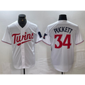 Minnesota Twins #34 Kirby Puckett White Red BFRAILEY Stitched Cool Base Jersey