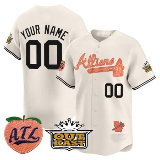 Custom Atlanta Braves Atliens & Peach Vapor Premier Limited Jersey ¨CCream BFRAILEY
