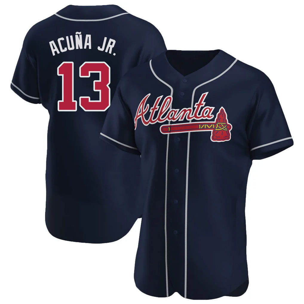 Atlanta Braves #13 Ronald Acuna Jr Player Navy BFRAILEY Limited Elite Home Game Stitched Jerseys