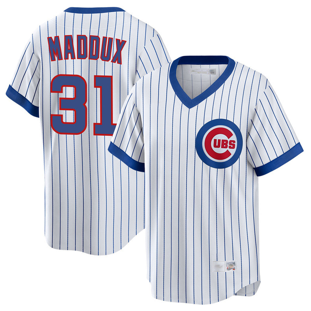 Chicago Cubs #31 Greg Maddux Player White BFRAILEY T-shirt Cooperstown Collection Limited Stitched Jerseys