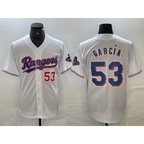 Texas Rangers #53 Adolis Garcia Number White BFRAILEY 2023 World Series Champions Cool Base Jersey 2