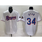 Texas Rangers #34 Nolan Ryan White BFRAILEY 2024 Gold Collection Limited Cool Base Jersey