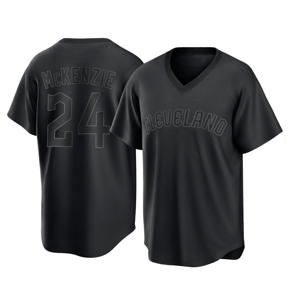 Cleveland Guardians #24 Triston McKenzie Player Black BFRAILEY T-shirt Home Game Stitched Jerseys