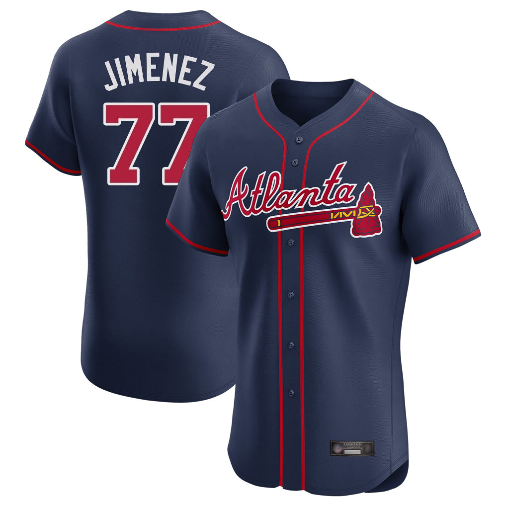 Atlanta Braves #77 Joe Jimenez Player Navy BFRAILEY Limited Elite Home Game Stitched Jerseys