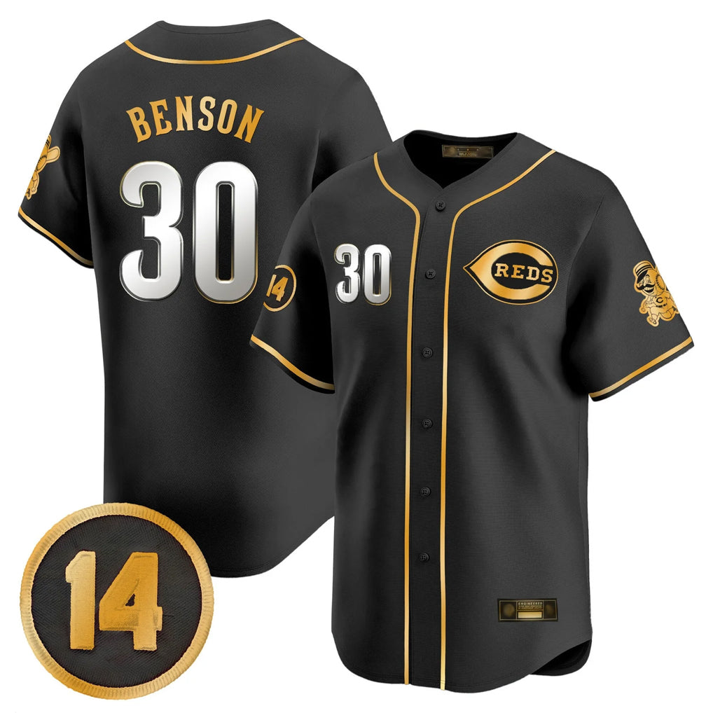 Cincinnati Reds #30 Ken Griffey Player Black-Gold BFRAILEY Vapor Premier Limited Home Stitched Jerseys