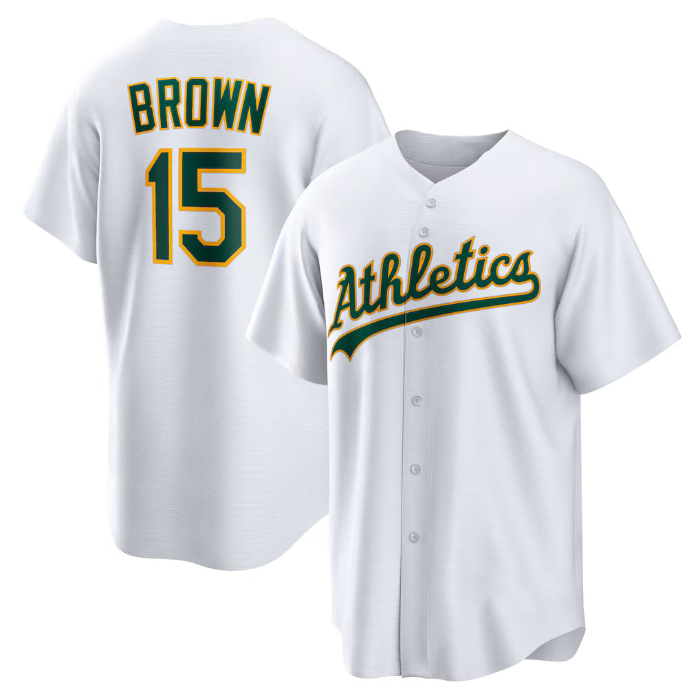 Oakland Athletics #15 Seth Brown White BFRAILEY Home Replica Jersey