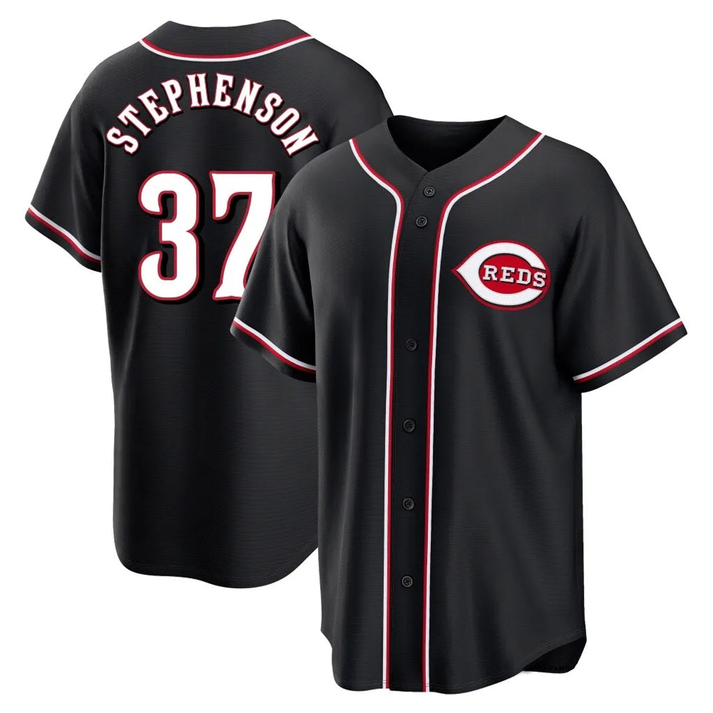 Cincinnati Reds #37 Tyler Stephenson Player Black BFRAILEY Fashion Out Home Game Stitched Jerseys