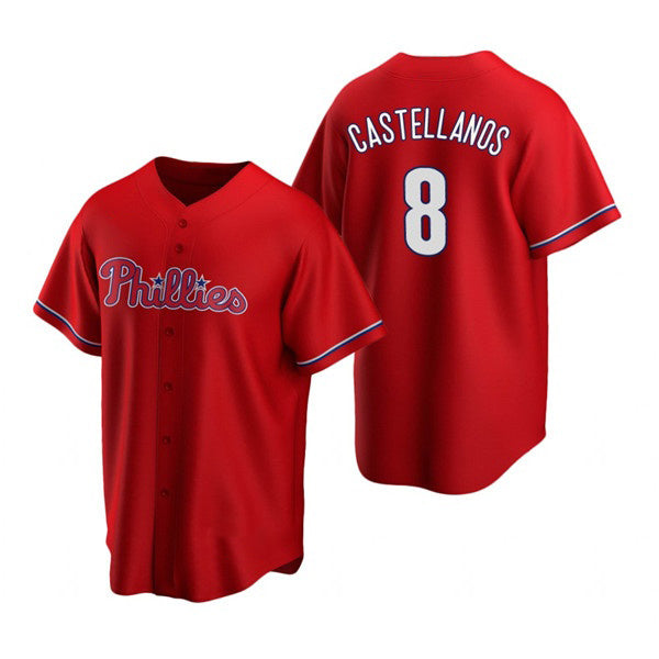 Philadelphia Phillies #8 Nick Castellanos Red BFRAILEY Cool Base Stitched Jersey
