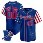 Custom Atlanta Braves 2024 Independence Day Vapor Premier Limited Jersey V2 ¨C Royal BFRAILEY