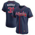 Atlanta Braves #31 Greg Maddux Player Navy BFRAILEY Limited Elite Home Game Stitched Jerseys