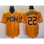Pittsburgh Pirates #22 Andrew McCutchen Gold BFRAILEY 2023 City Connect Stitched Jersey 2