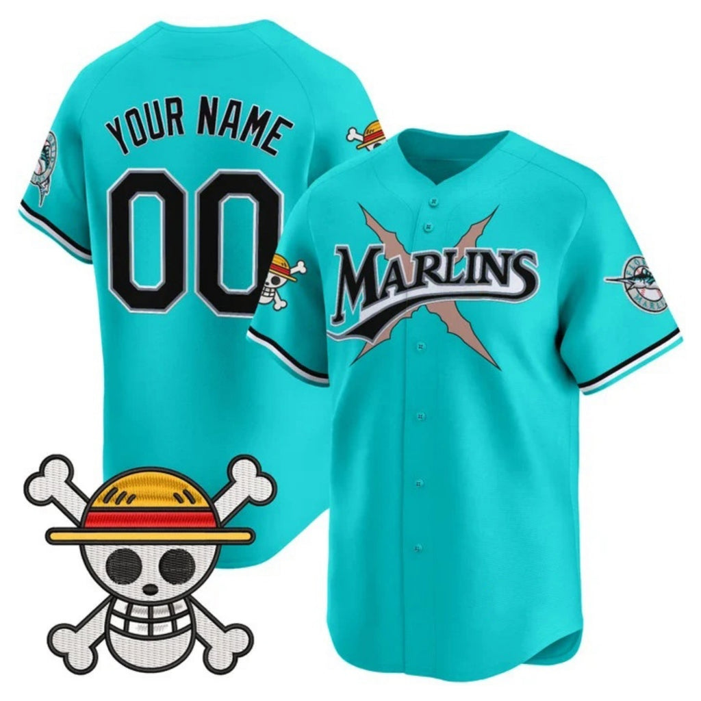 Custom Miami Marlins x One Piece Teal BFRAILEY Vapor Premier Limited Jersey - Stitched