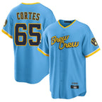 Milwaukee Brewers #65 Nestor Cortes Player Light Blue BFRAILEY City Connect Home Game Stitched Jerseys
