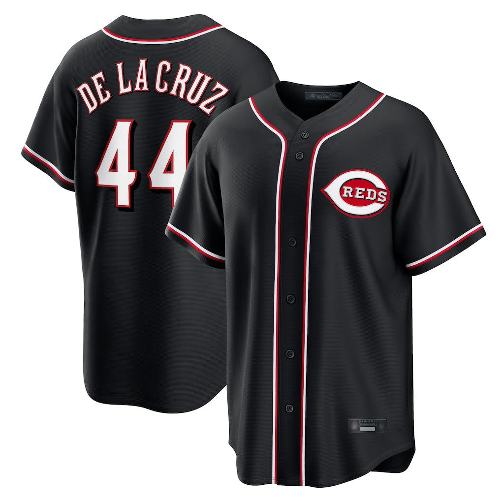 Cincinnati Reds #44 Elly De La Cruz Player Black BFRAILEY Fashion Out Home Game Stitched Jerseys