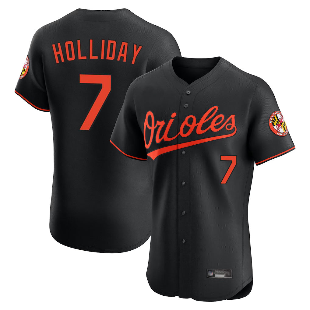 Baltimore Orioles #7 Jackson Holliday Player Black BFRAILEY Limited Elite Home Game Stitched Jerseys