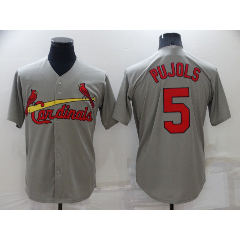 St. Louis Cardinals #5 Albert Pujols Grey BFRAILEY Stitched Cool Base Jersey