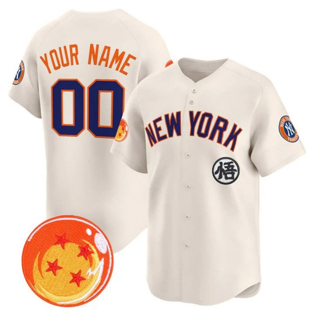 Custom New York Yankees x Dragon Ball Cream BFRAILEY Vapor Premier Limited Jersey - All Stitched
