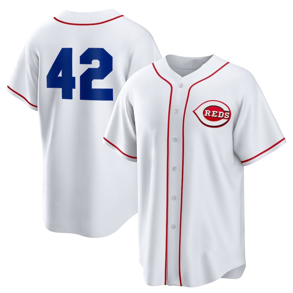 Cincinnati Reds #42 Jackie Robinson White BFRAILEY Home 2025 Day Replica Jersey