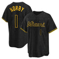 Miami Marlins #1 Connor Norby Player Black BFRAILEY Snake Skin City Home Game Stitched Jerseys