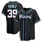 Miami Marlins #39 Eury Perez Player Black BFRAILEY Fashion Out Home Game Stitched Jerseys