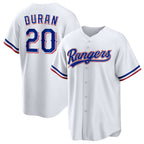 Texas Rangers #20 Ezequiel Duran White BFRAILEY Home Replica Jersey
