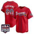 Custom Atlanta Braves Red BFRAILEY USA 250 Fourth of July Vapor Premier Limited Jersey ¨C All Stitched