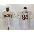 San Diego Padres #84 Dylan Cease White BFRAILEY Team Logo With PS Patch Stitched Cool Base Jersey