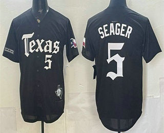 Texas Rangers #5 Corey Seager Black BFRAILEY Gothic Mexico 2025 Vapor Premier Limited Jersey