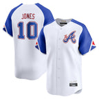 Atlanta Braves #10 Chipper Jones Player White BFRAILEY City Connect Limited Home Game Stitched Jerseys