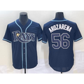 Tampa Bay Rays #56 Randy Arozarena Navy Blue BFRAILEY Stitched Cool Base Jersey
