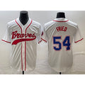 Atlanta Braves #54 Max Fried White BFRAILEY Cool Base With Patch Stitched Jersey