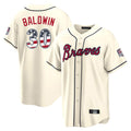 Atlanta Braves #30 Drake Baldwin Player Cream BFRAILEY USA 250 Fourth Of July Limited Home Game Stitched Jerseys