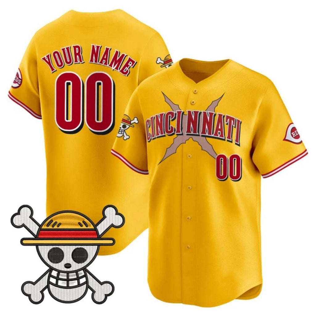 Custom Cincinnati Reds x One Piece Gold BFRAILEY Vapor Premier Limited Jersey - Stitched