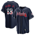Atlanta Braves #13 Ronald Acuna Jr Player Navy BFRAILEY USA 250 Fourth Of July Limited Home Game Stitched Jerseys