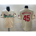 Philadelphia Phillies #45 Zack Wheeler Cream BFRAILEY Phanatic Limited Stitched Jersey