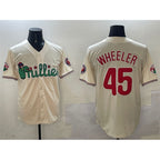 Philadelphia Phillies #45 Zack Wheeler Cream BFRAILEY Phanatic Limited Stitched Jersey