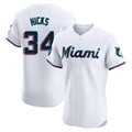 Miami Marlins #34 Liam Hicks Player White BFRAILEY Home Limited Elite Stitched Jerseys
