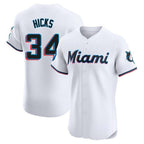 Miami Marlins #34 Liam Hicks Player White BFRAILEY Home Limited Elite Stitched Jerseys
