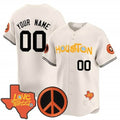 Custom Houston Astros  Love Street & Peace Sign Patch Vapor Premier Limited Jersey V2 ¨C Cream BFRAILEY