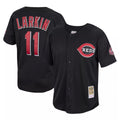 Cincinnati Reds #11 Barry Larkin Player Black BFRAILEY Mitchell & Ness Throwback Cooperstown Mesh Game Stitched Jerseys