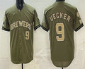 Milwaukee Brewers #9 Bob Uecker Olive BFRAILEY 2026 Armed Forces Day Jersey