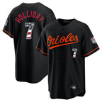 Baltimore Orioles #7 Jackson Holliday Player Black BFRAILEY USA 250 Fourth of July Home Game Stitched Jerseys