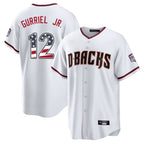 Arizona Diamondbacks #12 Lourdes Gurriel Jr Player White BFRAILEY USA 250 Fourth of July Home Game Stitched Jerseys