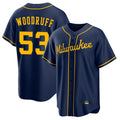 Milwaukee Brewers #53 Brandon Woodruff Player Navy BFRAILEY Home Game Stitched Jerseys