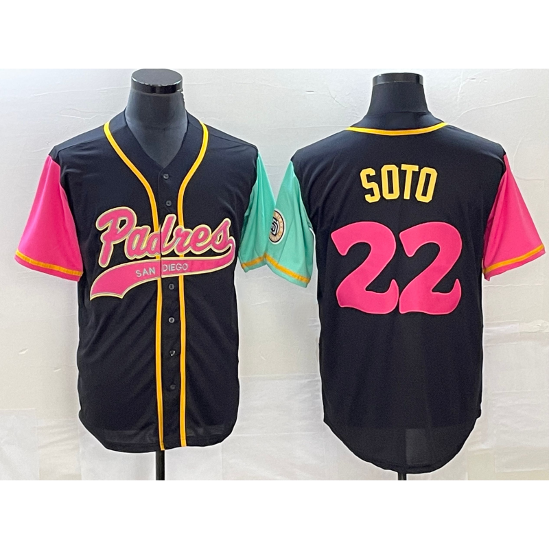 San Diego Padres #22 Juan Soto Black BFRAILEY NEW 2023 City Connect Cool Base Stitched Jersey
