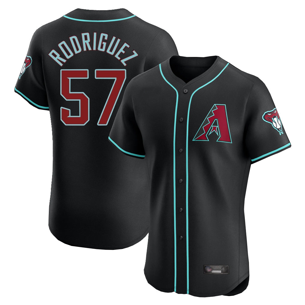 Arizona Diamondbacks #57 Eduardo Rodriguez Player Black BFRAILEY Limited Elite Home Game Stitched Jerseys